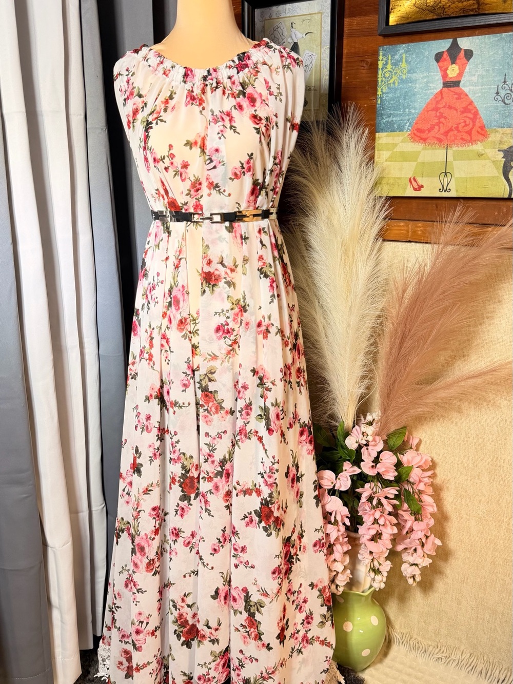 Bump&boho Floral Pink Maxi Maternity Dress (one size )